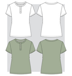 Womens Henley Neck T Shirt Flat Sketch