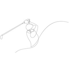 One Single Line Drawing Of Young Female Golf