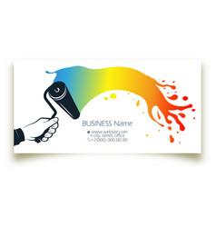 Roller With Colored Paint In Hand Business Card