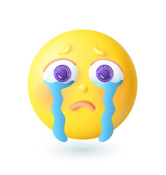 3d Cartoon Sad Crying Emoticon Style Icon