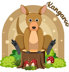 Cute Kangaroo In Cartoon Flat Style