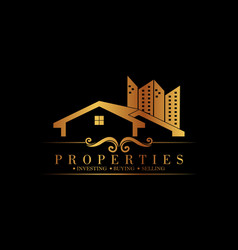 Luxury real estate logo collection with golden Vector Image