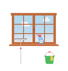 Window Cleaning Tools On White Background