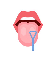 Clean Tongue Throat Cleaner Scraper In Mouth