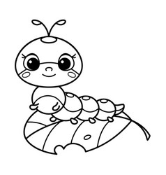 Cute Caterpillar Coloring Page Cartoon