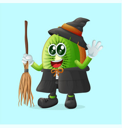 Kiwi Character Dressed As A Witch And Holding