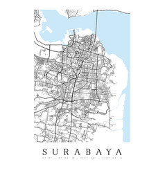 Minimalist Surabaya City Map Poster