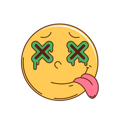 Cartoon Retro Hippie Groovy Dead Smile Face Emoji