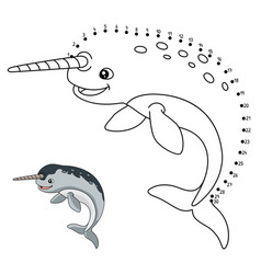 Dot To Narwhal Coloring Page For Kids