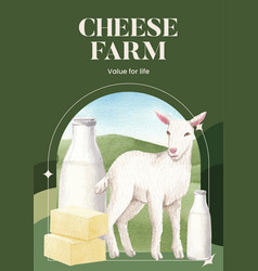 Poster Template With Goat Milk And Cheese Farm