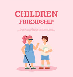 Children Friendship Banner With Disabled Girl