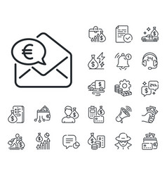 Euro Via Mail Line Icon Send Or Receive Money