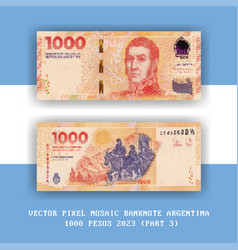 Pixel Mosaic Banknote Of Argentina Bill 1000 Pesos