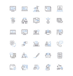 Productive Workplace Line Icons Collection