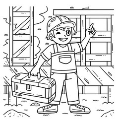 Construction Worker With Toolbox Coloring Page