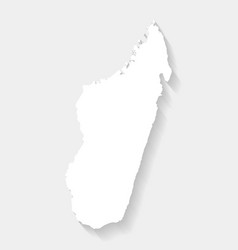 Simple White Madagascar Map On Gray Background