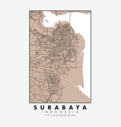 Minimalist Surabaya City Map Printable Wall