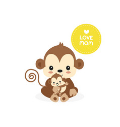 Mom And Baby Monkey Cartoon