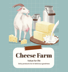 Poster Template With Goat Milk And Cheese Farm