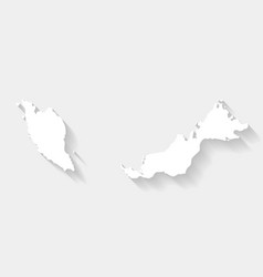 Simple White Malaysia Map On Gray Background