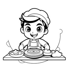 A Cute Boy Cooking A Dish On A Plate