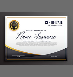 Black Certificate Of Appreciation Template