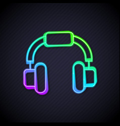 Glowing Neon Line Headphones Icon Isolated