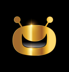 Golden Robot Head Logo Icon