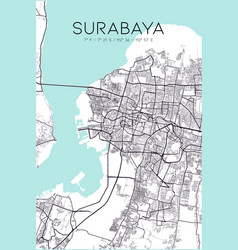 Minimalist Surabaya City Map Poster