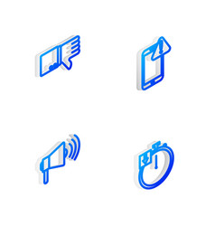 Set Isometric Line Mobile With Exclamation Mark