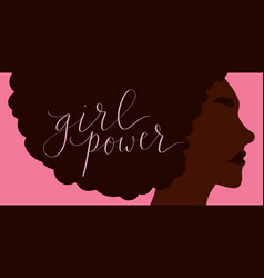 African American Woman With Afro Hair Girl Power