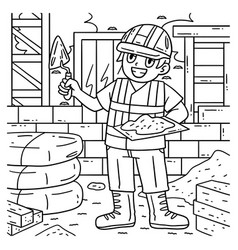 Construction Worker With Plaster Coloring Page