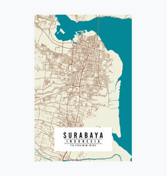 Minimalist Surabaya City Map Poster