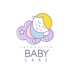 Bacare logo design emblem with kid faces Vector Image