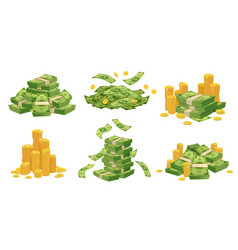 Stack of gold coins golden coin pile money vector image