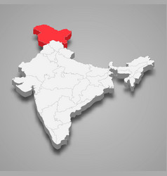 Jammu And Kashmir State Location Within India 3d