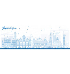 Outline Amritsar Skyline With Blue Buildings