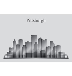 Pittsburgh City Skyline Silhouette In Grayscale