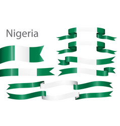 Set Of Flag Ribbon With Colors Nigeria