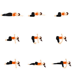 Spinal Twist And Resting Yoga Asanas Set