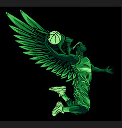 Basketball Player With Wing And Ball