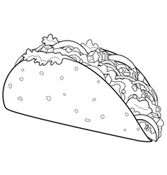 Mexican Taco Black And White Coloring Page