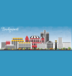 Bridgeport Connecticut City Skyline With Color