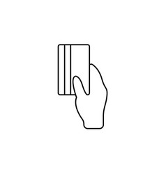 Hand Holding Credit Card Black Line Icon Concept