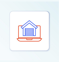 Line Online Real Estate House On Laptop Icon