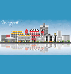 Bridgeport Connecticut City Skyline With Color