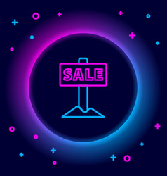 Glowing Neon Line Hanging Sign With Text Sale Icon