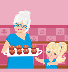 Grandma Baking Cookies With Her Granddaughter