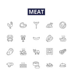 Meat Line Icons And Signs Food Raw