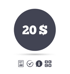 20 Dollars Sign Icon Usd Currency Symbol